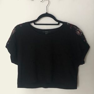 Forever 21 Black Beaded Crop Top